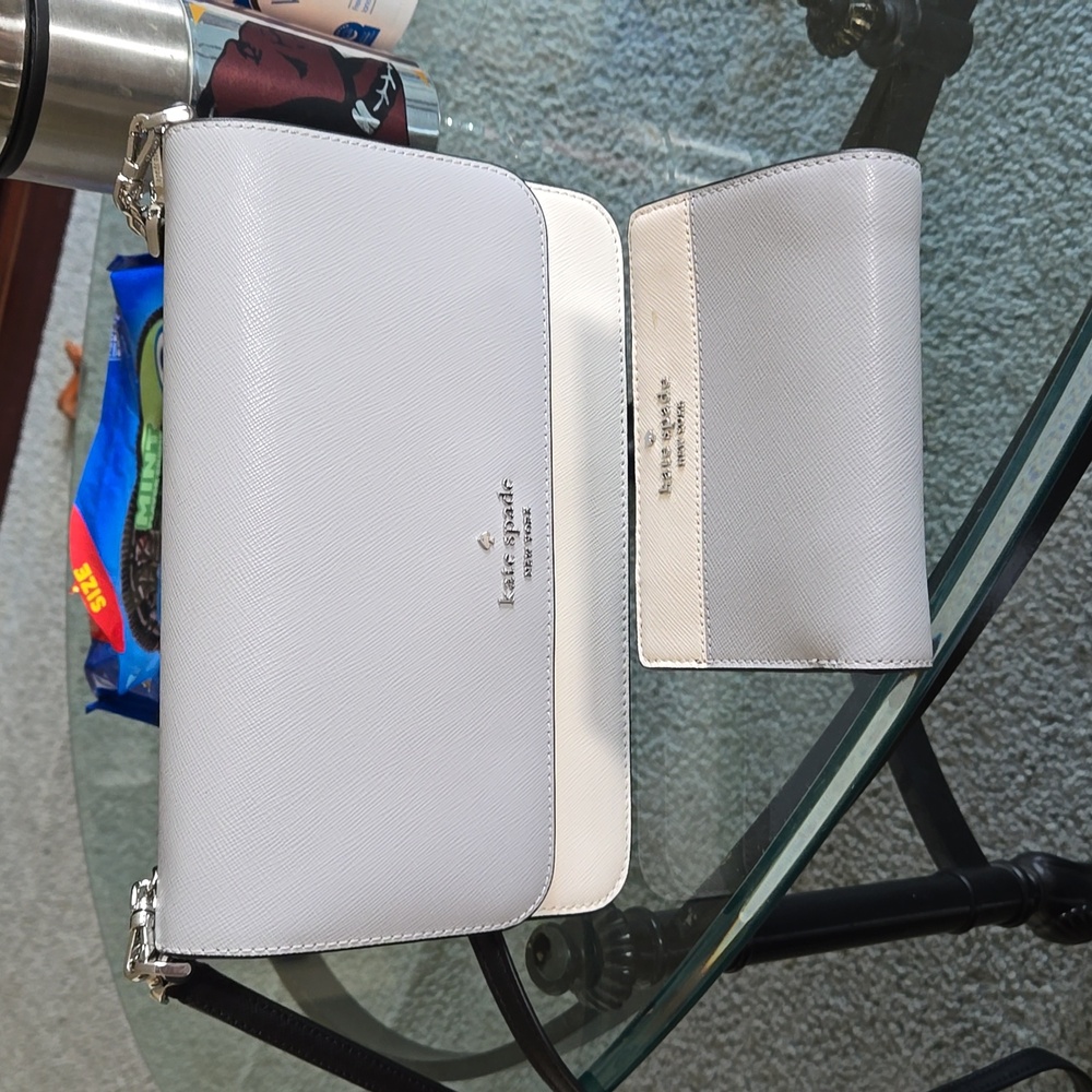 Medium crossbody purse with silver chain and matching wallet